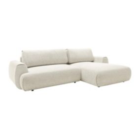 Canapé d'angle droit convertible en tissu texturé beige MONELIA