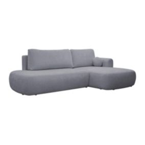 Canapé d'angle droit convertible en tissu texturé gris BROCARO de Maison Céphy