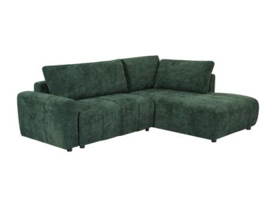 Canapé d'angle droit convertible en tissu texturé vert RICIA