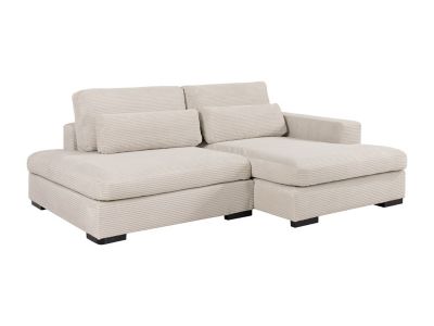 Canapé d'angle droit convertible en velours côtelé beige SELIORA
