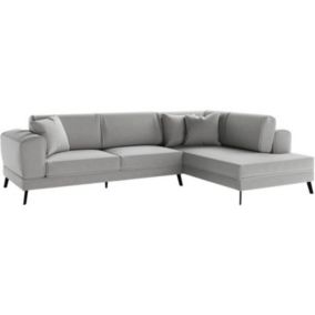 Canapé d'angle droit convertible IMPERIA5 places - gris clair - 2 coffres de rangement - 304 x 212 x