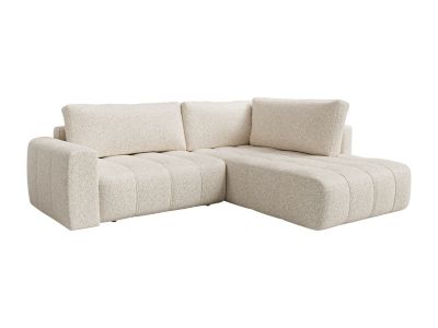 Canapé d'angle droit en tissu chiné beige LORIONA