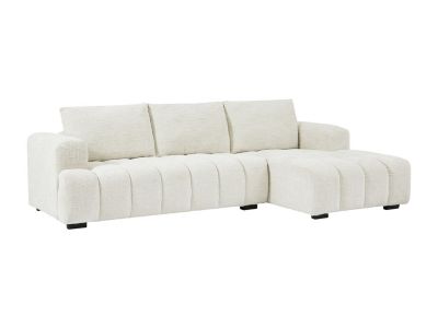 Canapé d'angle droit en tissu texturé beige BENOLA