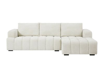 Canapé d'angle droit en tissu texturé beige BENOLA