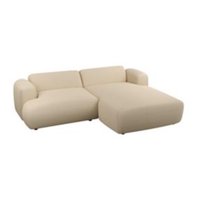 Canapé d'angle droit en tissu texturé beige POGNI de Maison Céphy