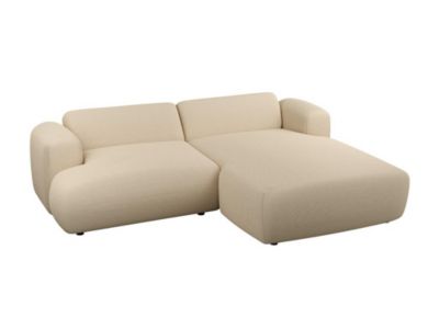 Canapé d'angle droit en tissu texturé beige POGNI de Maison Céphy