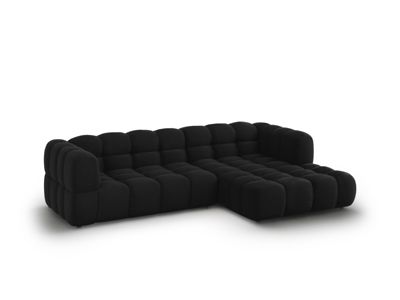 Canapé d'angle droit modulable "Sky" 4 places en velours noir