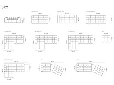 Canapé d'angle droit modulable "Sky" 4 places en velours noir