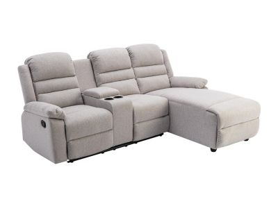 Canapé d'angle droit relax en tissu beige MACEDONIA