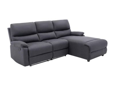 Canapé d'angle droit relax électrique en tissu anthracite LUNANO