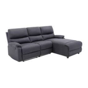 Canapé d'angle droit relax électrique en tissu anthracite LUNANO