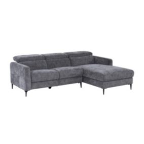 Canapé d'angle droit relax électrique en tissu gris anthracite FUSETA