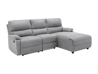 Canapé d'angle droit relax électrique en tissu gris clair LUNANO