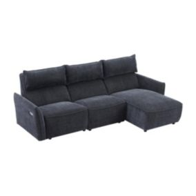 Canapé d'angle droit relax électrique en tissu texturé anthracite LOANO