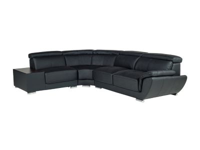 Canapé d'angle en cuir NAHIA - Noir - Angle gauche | Castorama