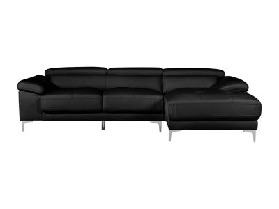 Canapé d'angle en cuir SOLANGE - Noir - Angle droit