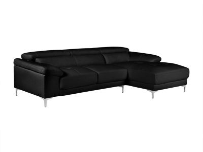 Canapé d'angle en cuir SOLANGE - Noir - Angle droit