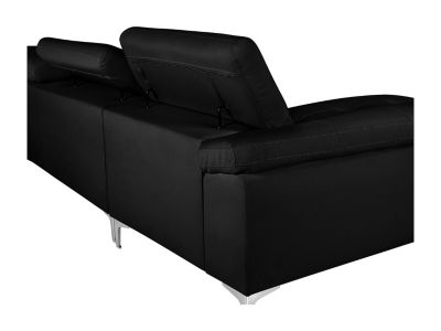 Canapé d'angle en cuir SOLANGE - Noir - Angle droit