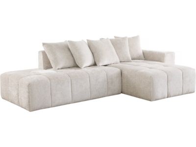 Canapé d'angle en tissu chenille "Haussmann" 3 places  Beige