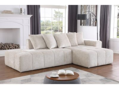 Canapé d'angle en tissu chenille "Haussmann" 3 places  Beige