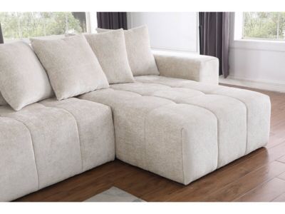 Canapé d'angle en tissu chenille "Haussmann" 3 places  Beige