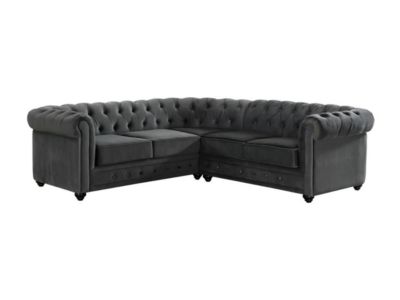 Canapé d'angle en velours CHESTERFIELD - Anthracite