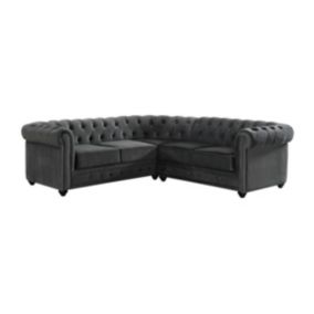 Canapé d'angle en velours CHESTERFIELD - Anthracite