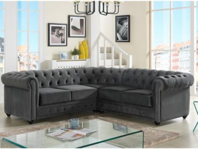 Canapé d'angle en velours CHESTERFIELD - Anthracite