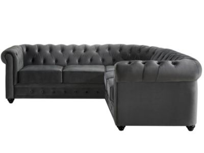 Canapé d'angle en velours CHESTERFIELD - Anthracite