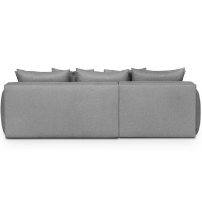 Canapé d'angle gauche 5 places convertible + coffre, tissu gris chiné - Giulia