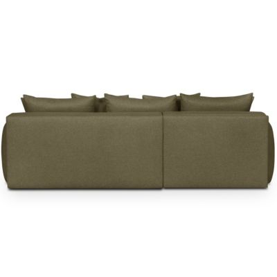 Canapé d'angle gauche 5 places convertible + coffre, tissu vert olive - Giulia