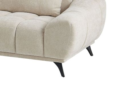 Canapé d'angle gauche avec dossier relevable en velours texturé beige MAVIRO