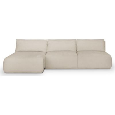 Canapé d'angle à gauche convertible 4 places en tissu chenille beige - Jasper