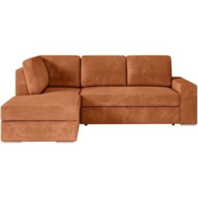 Canapé d'angle gauche convertible ARTEMIS 4 places - Velours côtelé terracotta - 246 x 174 x 96 cm