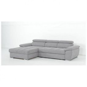 Canapé d'angle gauche convertible avec méridienne coffre KID tissu gris clair INTERTREND POLSKA