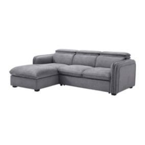 Canapé d'angle gauche convertible en tissu gris ORELANA