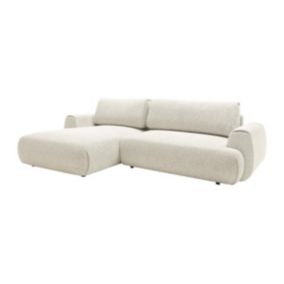 Canapé d'angle gauche convertible en tissu texturé beige MONELIA