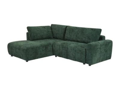 Canapé d'angle gauche convertible en tissu texturé vert RICIA