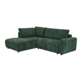 Canapé d'angle gauche convertible en tissu texturé vert RICIA