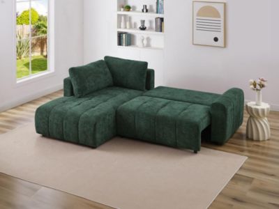 Canapé d'angle gauche convertible en tissu texturé vert RICIA