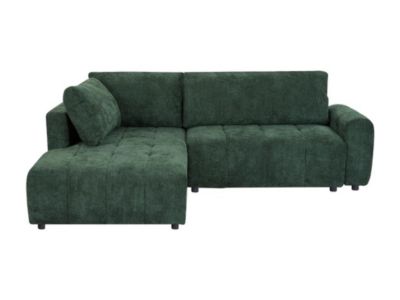 Canapé d'angle gauche convertible en tissu texturé vert RICIA