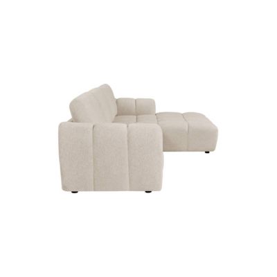 Canapé d'angle gauche en tissu beige Syrel