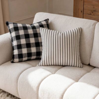 Canapé d'angle gauche en tissu beige Syrel