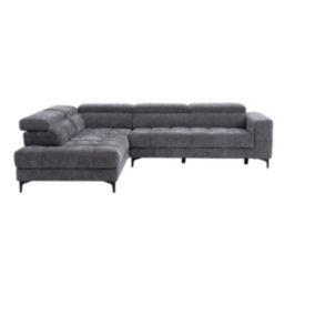 Canapé d'angle gauche relax avec assise coulissante électrique en tissu anthracite MONISO