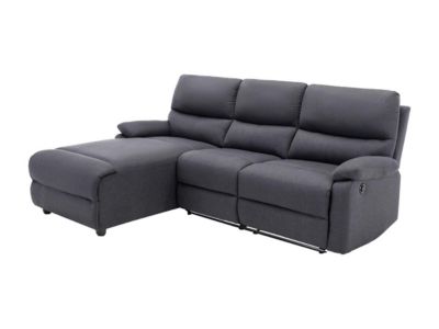 Canapé d'angle gauche relax électrique en tissu gris anthracite LUNANO