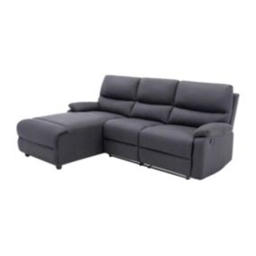 Canapé d'angle gauche relax électrique en tissu gris anthracite LUNANO