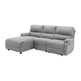 Canapé d'angle gauche relax électrique en tissu gris clair LUNANO