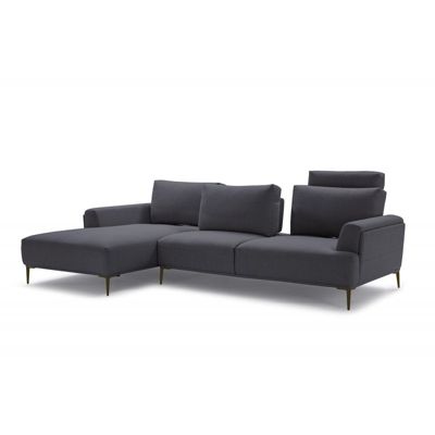 Canapé d'angle gauche tissu gris anthracite dossiers réglables - ALIX