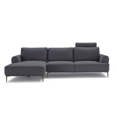 Canapé d'angle gauche tissu gris anthracite dossiers réglables - ALIX