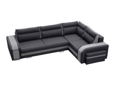 Canapé d'angle Kingsport 100, Gris, Fonction de couchage, 300x200x90cm